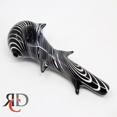 GLASS PIPE BLACK SPIRAL WITH HORNS ON SIDE GP1019 1CT